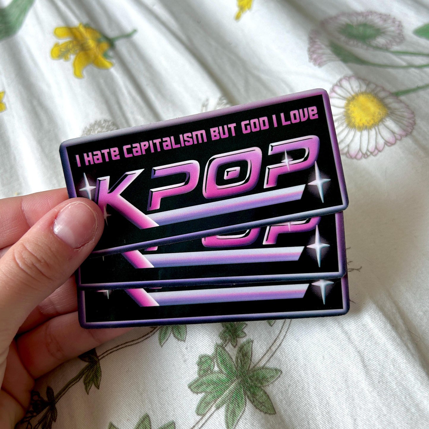 I Hate Capitalism but God I Love Kpop Sparkle Sticker