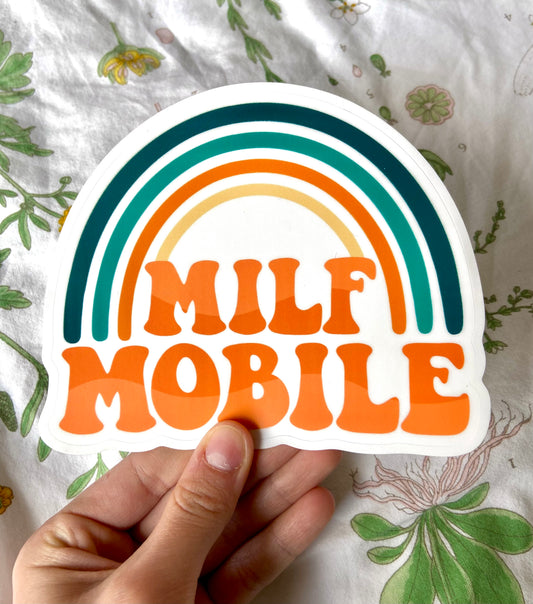 Orange and Teal Milf Mobile Bumper Sticker and Magnet