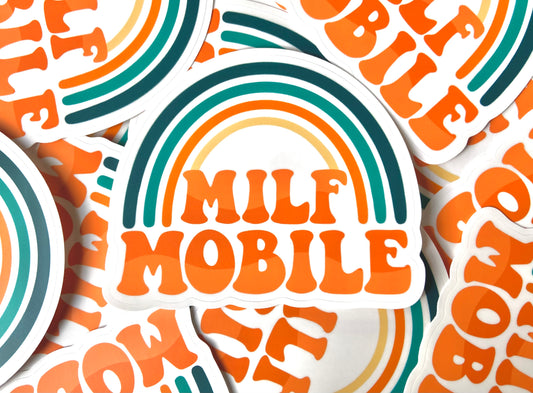 Orange and Teal Milf Mobile Bumper Sticker and Magnet