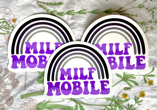 Purple and Black Milf Mobile Bumper Sticker and Magnet