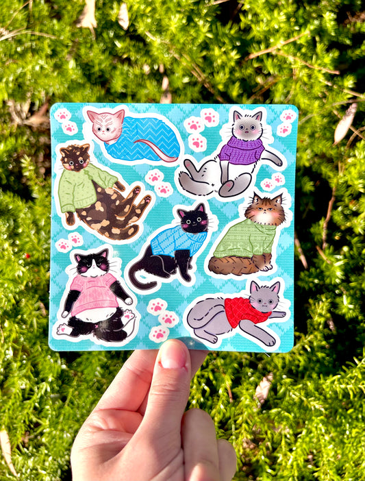 Cats in Sweaters Sticker Sheet
