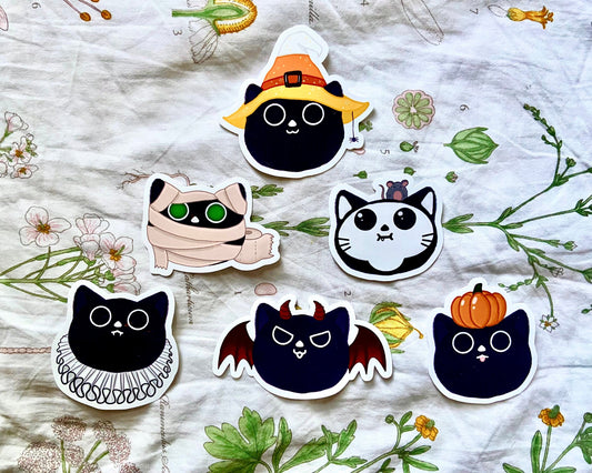 Spooky Halloween Kitty Cat Stickers