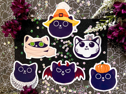 Spooky Halloween Kitty Cat Stickers