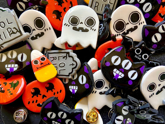 Spooky Halloween Clay Pins