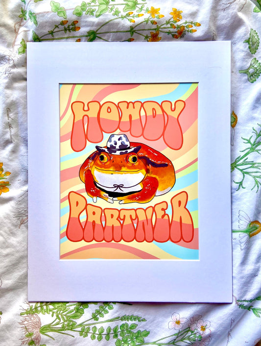 "Howdy Partner" Cowboy Tomato Frog Art Print