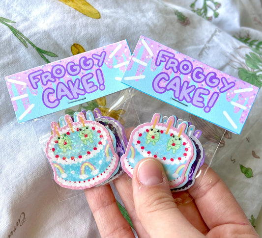 Mini Froggy Cake Sparkle Sticker Packs