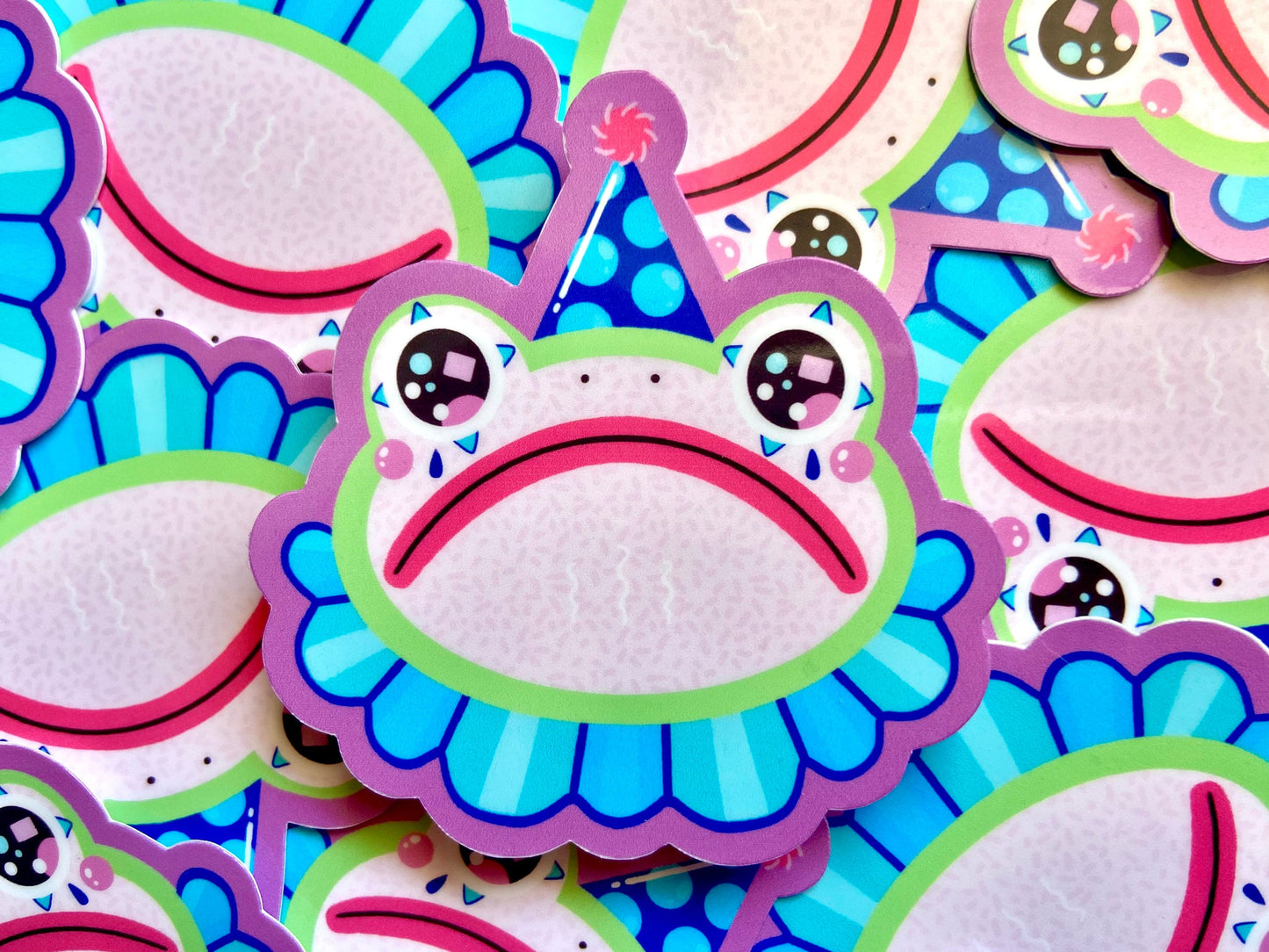 Sad Clown Frog Sparkle Stickers