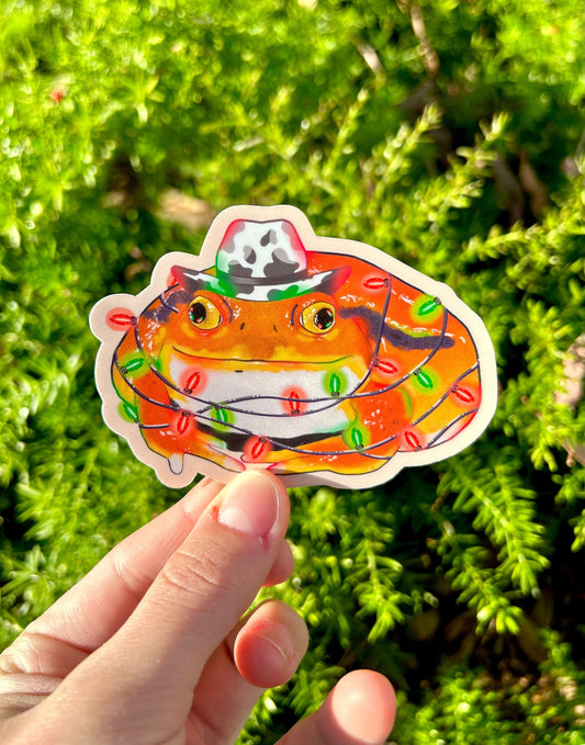 Christmas Cowboy Tomato Frog Sticker