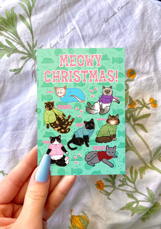 Meowy Christmas Kitty Cat Holiday Card