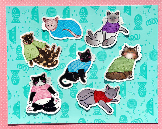 Cats in Sweaters Stickers