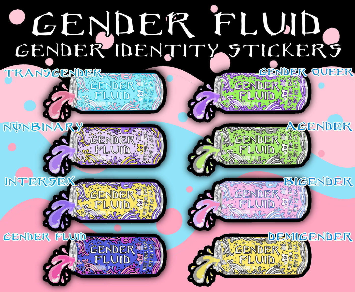 Gender Fluid Trans Pride Energy Drink Sparkle Sticker